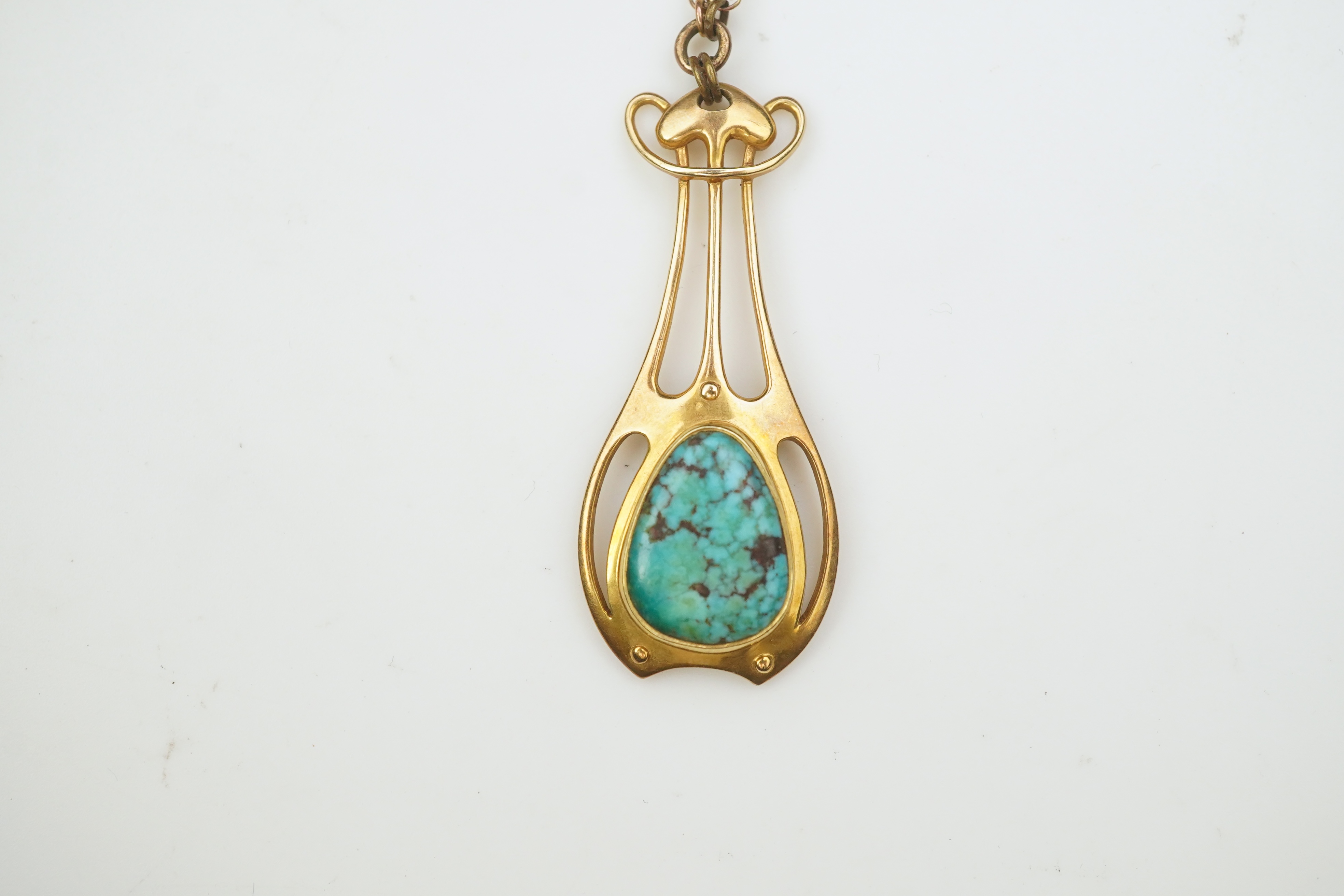 Murrle, Bennett & Co., an Arts and Crafts turquoise pendant necklace, early 20th century